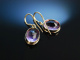Charmantes Violett! Historische Ohrringe Gold 585 Amethyst M&uuml;nchen um 1910