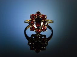 Classy Garnet! Granat Ring Gold 333 M&uuml;nchen um 1950 Trachtenring