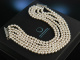 Pearl Choker! Edles Zuchtperlen Collier 6reihig Silber Collier de Chien