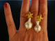 Nice Sea Stars! Seestern Ohrringe Silber 925 vergoldet barocke Zuchtperlen Tropfen