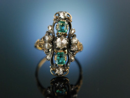 Victorian Taste! Antiker Ring um 1860 Gold 750 Diamanten Turmaline