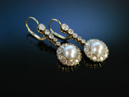 Natural Pearls! Historische Ohrringe Gold 585 Orient...