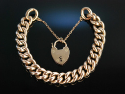 Heart Padlock! Antikes Armband Rot Gold 9 ct Herz...