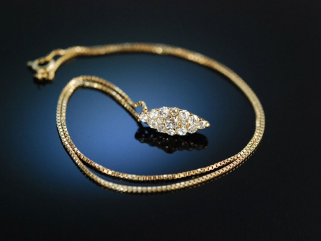 Historische Diamanten! Anhänger mit Kette um 1860 Gold 585 Altschliffdiamanten ca. 0,75 Karat