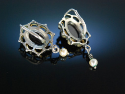 Perlen und Granat! Trachten Ohrringe Silber 835 vergoldet Tegernsee