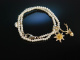 Hirsch und Edelwei&szlig;! Trachten Armband Zuchtperlen 2reihig Charms Silber 925 teilvergoldet