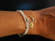 Hirsch und Edelwei&szlig;! Trachten Armband Zuchtperlen 2reihig Charms Silber 925 teilvergoldet