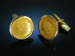 Coin Cufflinks! Manschettenkn&ouml;pfe Goldm&uuml;nzen Deutsches Reich 5 Goldmark Rahmung 585 um 1965