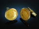 Coin Cufflinks! Manschettenknöpfe Goldmünzen Deutsches Reich 5 Goldmark Rahmung 585 um 1965