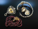 Ein Herz für Tracht! Traumhaftes Granat Set Armreif Ohrclipse Kette mit Anhänger Granat Silber 835 vergoldet