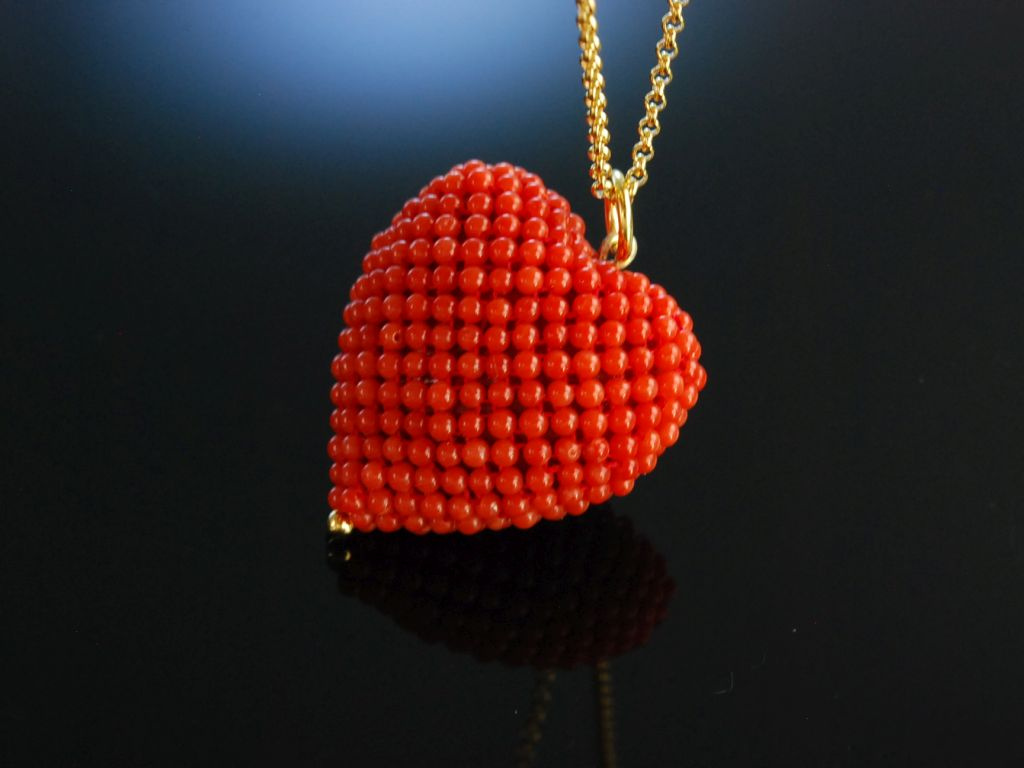 Heart of Coral! Herz Anhänger mit Kette Sardegna Koralle Silber 925 v,  299,00 €