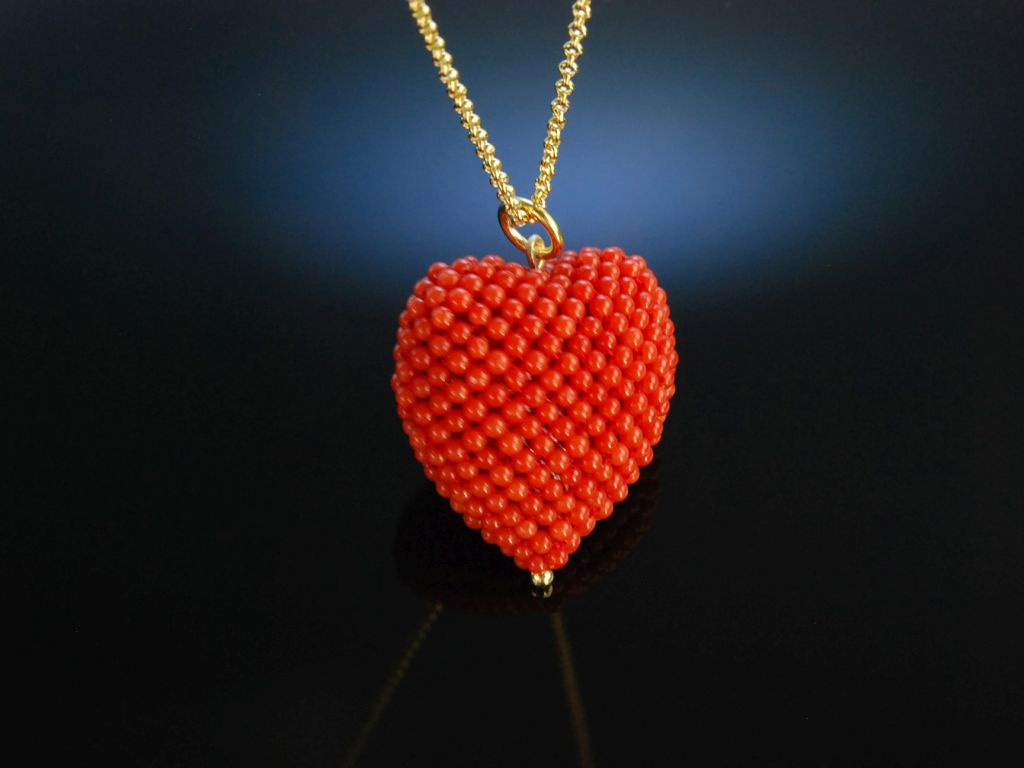 v, Kette Anhänger 299,00 of Herz mit € Sardegna Koralle 925 Silber Heart Coral!