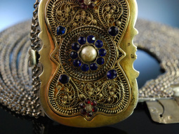 Trachten Tradition! Historische Kropfkette Wien um 1850 16reihig Silber vergoldet