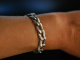 Vintage Klassik um 1965! Massives Panzer Armband Silber 835 teilsatiniert