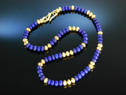 Lovely Lapislazuli! Kette Gold 750 Goldschmiedearbeit...