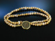 Antique Coin Necklace! Goldschmiede Kette goldene Keshi Perlen antike M&uuml;nze Gold 750