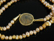 Antique Coin Necklace! Goldschmiede Kette goldene Keshi Perlen antike M&uuml;nze Gold 750