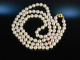 Pearl Necklace! Weiße lange Akoya Zuchtperlen Kette Silber vergoldet