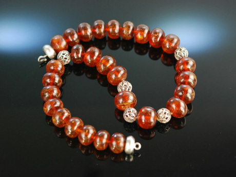 Sch&ouml;ner Baltischer Bernstein! Gro&szlig;e Kette 77,4 Gramm baltic amber Beads Silber Filigran