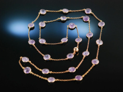 Pink Amethyst! Lange Kette Silber 925 ros&eacute;vergoldet Amethyst