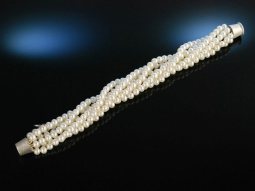 Lovely Pearl bracelet! Wundervolles Zuchtperlen Armband 6 reihig Silber 925