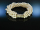 Lovely Pearl bracelet! Wundervolles Zuchtperlen Armband 6 reihig Silber 925