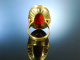 Fantastic Coral! Gro&szlig;er Ring feinste italienische Koralle Cabochon massive 18 Gramm! Gold 585