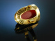 Fantastic Coral! Gro&szlig;er Ring feinste italienische Koralle Cabochon massive 18 Gramm! Gold 585