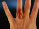 Fantastic Coral! Gro&szlig;er Ring feinste italienische Koralle Cabochon massive 18 Gramm! Gold 585