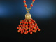 Lovely Sixties! Coral Tassel wundervolle Quasten Kette Gold 585 Sardegna Koralle um 1965