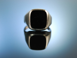 Klassischer Wappen Siegel Ring Wei&szlig;gold 333 Onyx