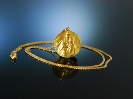 Madonna mit Kind! Anh&auml;nger mit Kette 4,8 g Gold 585 M&uuml;nchen um 1910