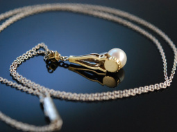 Art Deco! Collier Kette Gold 585 Diamanten Perle...
