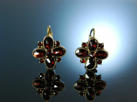 M&uuml;nchen um 1930! Granat Ohrringe Norm Gold Antique Garnet Earrings