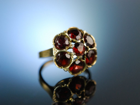 München um 1900! Historischer Granat Ring Silber vergoldet Antique Garnet Ring