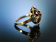 München um 1900! Historischer Granat Ring Silber vergoldet Antique Garnet Ring
