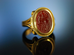 Antique Scarab! Sensationeller Ring Gold 900 Karneol...
