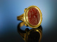 Antique Scarab! Sensationeller Ring Gold 900 Karneol Skarab&auml;us mit Intaglio des Pegasos