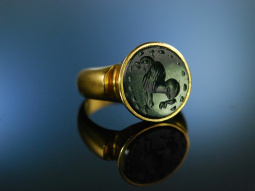 Antique Intaglio! Schwerer Ring Gold 750 Blutjaspis...