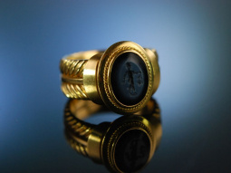 Antique Intaglio! Schwerer Ring Gold 750 antikes Achat...