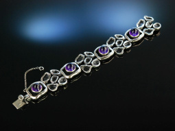 Sixties! Schweres Armband Silber 835 Amethyst Bartel &amp; Sohn um 1965