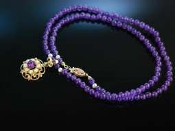 M&uuml;nchen um 1995! Amethyst Kette Collier Gold 585...