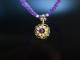 M&uuml;nchen um 1995! Amethyst Kette Collier Gold 585 Zucht Perlen Necklace