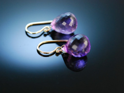 Funkelnde Tropfen! Ohrringe Amethyst Pendeloques Gold 585