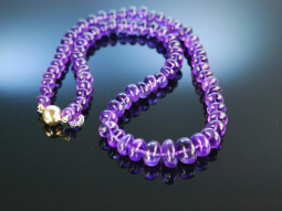 Violetter Edelstein! Wundervolle Amethyst Kette Gelb Gold 585