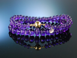 Violetter Edelstein! Wundervolle Amethyst Kette Gelb Gold 585