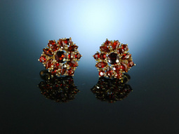 Rotes Funkeln! Sch&ouml;ne B&ouml;hmische Granat Ohrringe Gold 333 Garnet Earrings