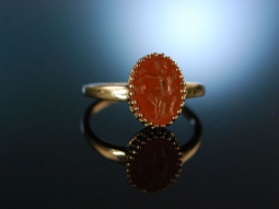 Antique Intaglio! Feiner Ring Gold 585 Roter Jaspis mit...