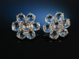 Flower Earrings! Ohrringe Silber 925 ros&eacute; vergoldet Blue Topas Italian Style