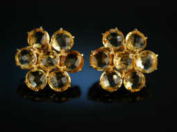 Flower Earrings! Ohrringe Silber 925 vergoldet Citrin Italian Style